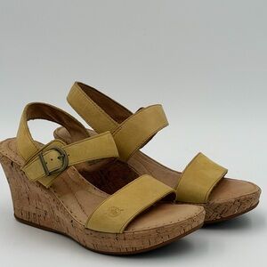 Born Yellow Wedge Sandals Size 7